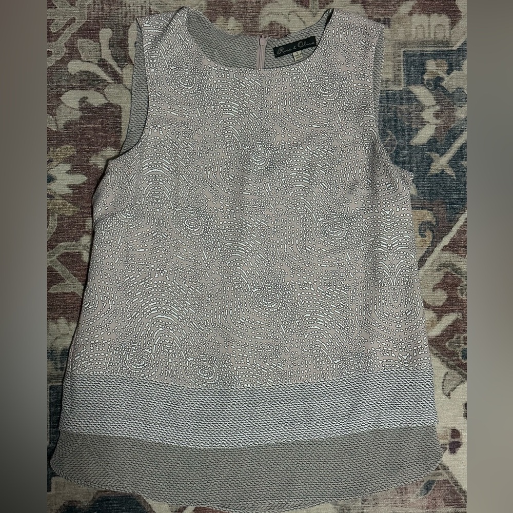 Elegant Gray, White and light pink Patterned Women's Top
